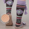image:imageBambooMN Womens Patterned Knit Gripper Boot Slippers with TasselAztec Purple