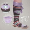 image:imageBambooMN Womens Patterned Knit Gripper Boot Slippers with TasselAztec Purple