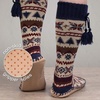 image:imageBambooMN Womens Patterned Knit Gripper Boot Slippers with TasselBlue Spruce