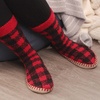 image:imageBambooMN Womens Patterned Knit Gripper Boot Slippers with TasselBuffalo Plaid