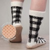image:imageBambooMN Womens Patterned Knit Gripper Boot Slippers with TasselGingham Plaid