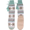 image:imageBambooMN Womens Patterned Knit Gripper Boot Slippers with TasselGlimmer Green