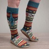 image:imageBambooMN Womens Patterned Knit Gripper Boot Slippers with TasselMulti Snowflake