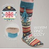 image:imageBambooMN Womens Patterned Knit Gripper Boot Slippers with TasselMulti Snowflake