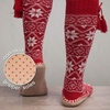 image:imageBambooMN Womens Patterned Knit Gripper Boot Slippers with TasselNordic Red