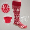 image:imageBambooMN Womens Patterned Knit Gripper Boot Slippers with TasselNordic Red