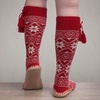 image:imageBambooMN Womens Patterned Knit Gripper Boot Slippers with TasselNordic Red