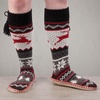 image:imageBambooMN Womens Patterned Knit Gripper Boot Slippers with TasselRed Reindeer