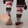 image:imageBambooMN Womens Patterned Knit Gripper Boot Slippers with TasselRed Reindeer