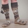 image:imageBambooMN Womens Patterned Knit Gripper Boot Slippers with TasselUltimate Grey