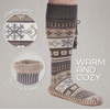 image:imageBambooMN Womens Patterned Knit Gripper Boot Slippers with TasselUltimate Grey