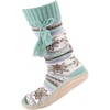 image:imageBambooMN Womens Patterned Knit Gripper Boot Slippers with TasselGlimmer Green