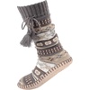 image:imageBambooMN Womens Patterned Knit Gripper Boot Slippers with TasselUltimate Grey