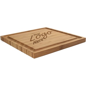 image:imageBambooMN Custom Laser Engraved Personalized Bamboo Wooden Company Logo Promotional Marketing Business Bulk Cutting Boards  11 x 11 x 075 Grooved  1 Piece1