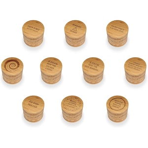 image:imageBambooMN Engraved Round Bamboo Coasters  Simple Phrases  Assortment B  4 UnitsAssortment E