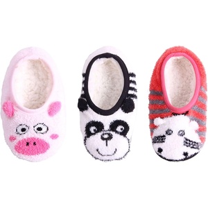 image:imageBambooMN KidYouth Warm Microfiber Travel Animal Cozy Fuzzy Slippers NonSlip Lined SocksShoes 3 Pairs99 Assortment