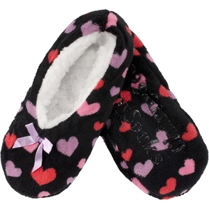 image:imageBambooMN Womens Heart Patterned NonSlip Lined Travel Home SlippersBlack Hearts