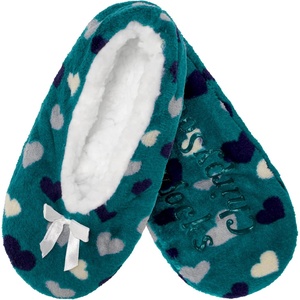 image:imageBambooMN Womens Heart Patterned NonSlip Lined Travel Home SlippersBlue Hearts