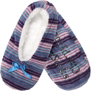 image:imageBambooMN Womens Heart Patterned NonSlip Lined Travel Home SlippersBlue Stripes