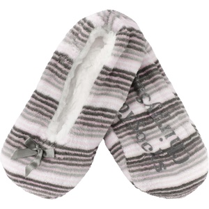 image:imageBambooMN Womens Heart Patterned NonSlip Lined Travel Home SlippersGrey Stripes