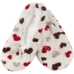 image:imageBambooMN Womens Heart Patterned NonSlip Lined Travel Home SlippersWhite Hearts