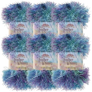 image:imageJubileeYarn Feather Whimsy Eyelash Yarn  50gSkein Fine Polyester Fur  Shades of Blue  4 Skeins08 Blue Sparkle