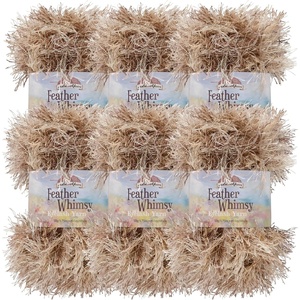 image:imageJubileeYarn Feather Whimsy Eyelash Yarn  50gSkein Fine Polyester Fur  Shades of Blue  4 Skeins14 Caramel