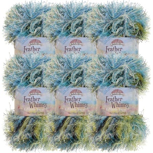 image:imageJubileeYarn Feather Whimsy Eyelash Yarn  50gSkein Fine Polyester Fur  Shades of Blue  4 Skeins25 Peacock