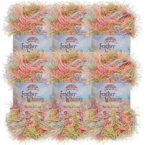 image:imageJubileeYarn Feather Whimsy Eyelash Yarn  50gSkein Fine Polyester Fur  Shades of Blue  4 Skeins33 Rainbow