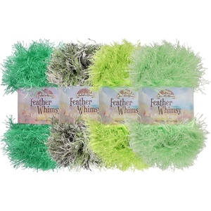 image:imageJubileeYarn Feather Whimsy Eyelash Yarn  50gSkein Fine Polyester Fur  Shades of Blue  4 SkeinsShades of Green