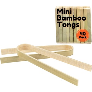 image:imageBambooMN 39 Mini Bamboo Disposable Tongs  Toast Tongs  2000 Pieces40 pcs