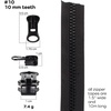 image:imageDelrin Zippers  10  Black  10 Yards 4 Pulls10 Yards 10