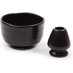 image:imageBambooMN Brand  Matcha Ceramic Set  Matcha Bowl and Whisk Holder  2 Sets Black