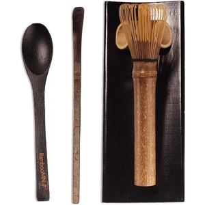 image:imageBambooMN Matcha Whisk Set  Black Chasen Tea Whisk Black Tray Chashaku Hooked Bamboo Scoop Tea Spoon  1 SetSkinny Black TeaWhisk  Tray  Chasaku  Black Teaspoon Set